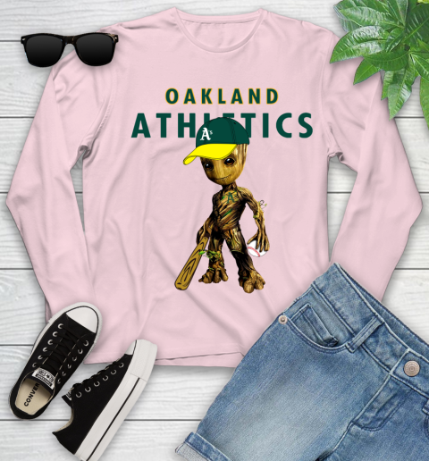MLB Oakland Athletics Groot Guardians Of The Galaxy Baseball Youth Long Sleeve 10