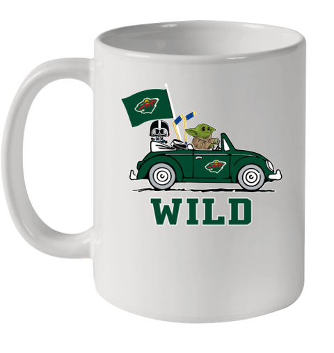 NHL Hockey Minnesota Wild Darth Vader Baby Yoda Driving Star Wars Shirt Ceramic Mug 11oz