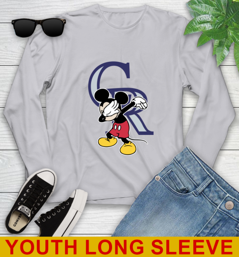Colorado Rockies MLB Baseball Dabbing Mickey Disney Sports Youth Long Sleeve 6