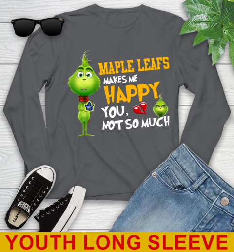 NHL Toronto Maple Leafs Makes Me Happy You Not So Much Grinch Hockey Sports Youth Long Sleeve 9