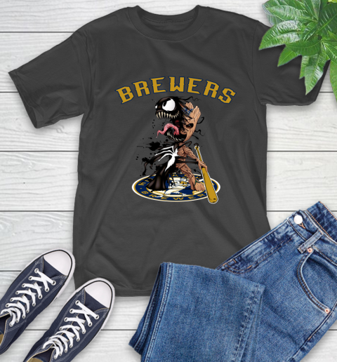 MLB Milwaukee Brewers Baseball Venom Groot Guardians Of The Galaxy T-Shirt 2