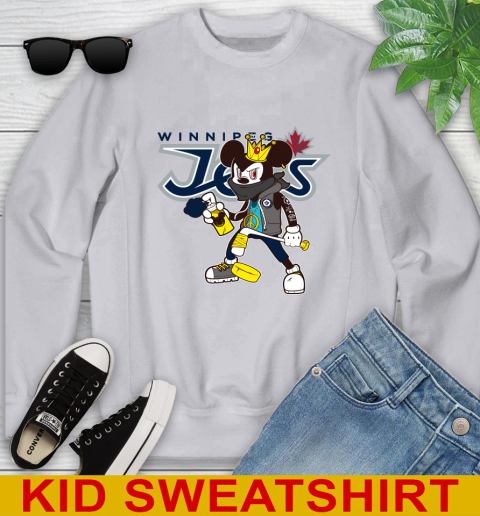 Winnipeg Jets NHL Hockey Mickey Peace Sign Sports Youth Sweatshirt 4