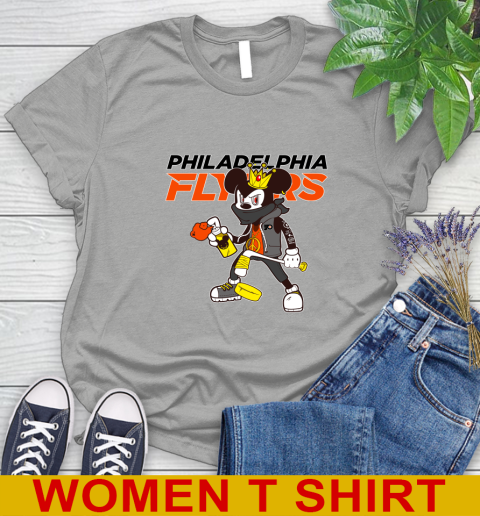 Philadelphia Flyers NHL Hockey Mickey Peace Sign Sports Women's T-Shirt 11