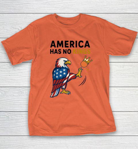 America Has No Kings Eagle Kick Orange Anti Trump Youth T-Shirt 2
