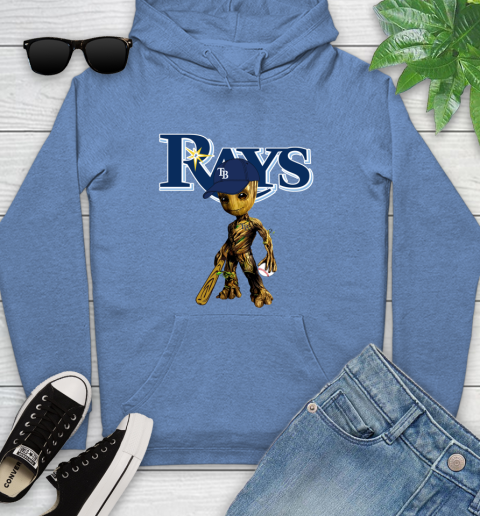 MLB Tampa Bay Rays Groot Guardians Of The Galaxy Baseball Youth Hoodie 12