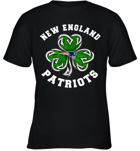 NFL New England Patriots Three Leaf Clover St Patrick's Day Football Sports x8Nq3tkD3Jp youth t shirt 26 95 151514 front black