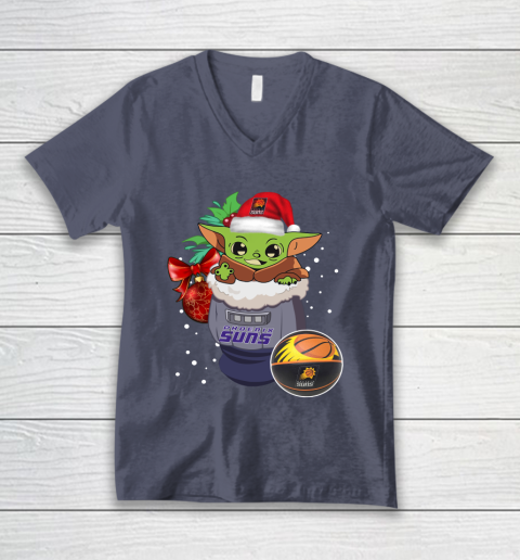 Phoenix Suns Christmas Baby Yoda Star Wars Funny Happy NBA V-Neck T-Shirt 8