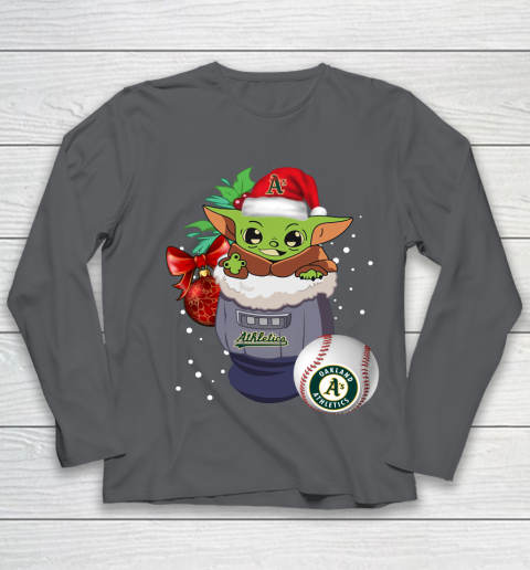 Oakland Athletics Christmas Baby Yoda Star Wars Funny Happy MLB Youth Long Sleeve 8