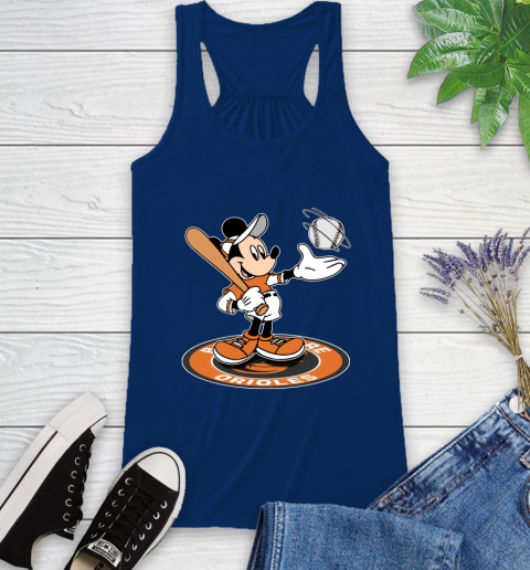 MLB Baseball Baltimore Orioles Cheerful Mickey Disney Shirt Racerback Tank 8