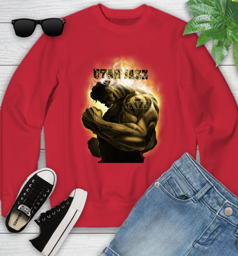 Utah Jazz NBA Basketball Hulk Marvel Avengers Sports Youth Sweatshirt 8