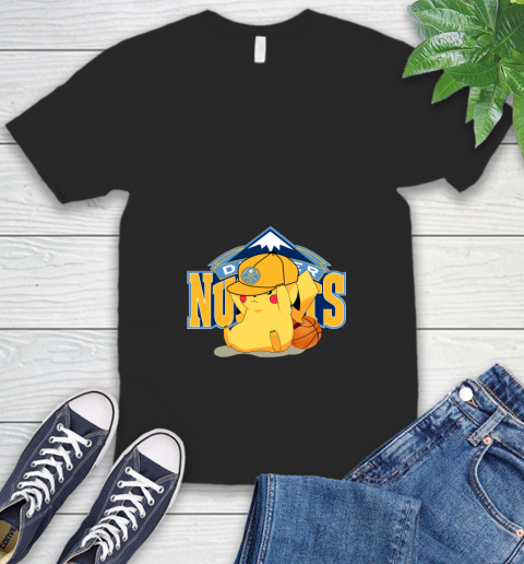 NBA Pikachu Basketball Sports Denver Nuggets V-Neck T-Shirt 2