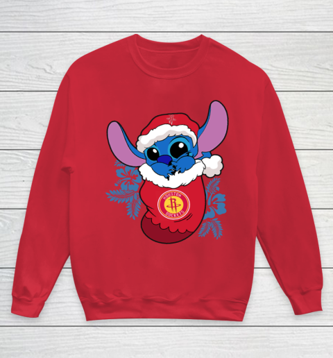 Houston Rockets Christmas Stitch In The Sock Funny Disney NBA Youth Sweatshirt 9