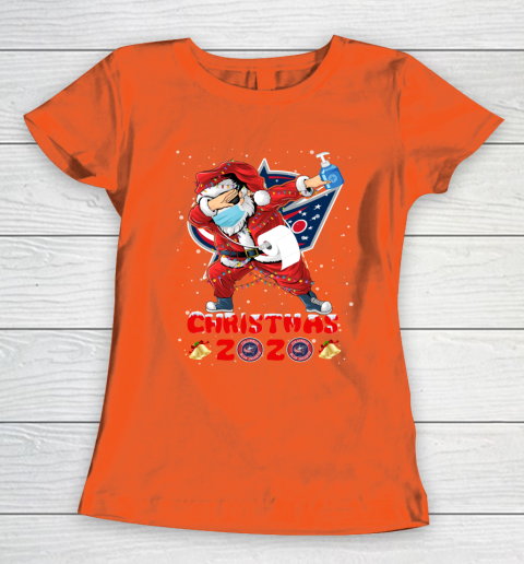 Columbus Blue Jackets Funny Santa Claus Dabbing Christmas 2020 NHL Women's T-Shirt 3