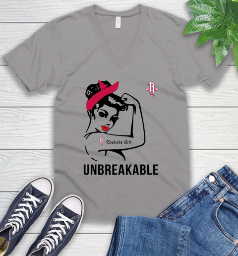 NBA Houston Rockets Girl Unbreakable Basketball Sports V-Neck T-Shirt 2