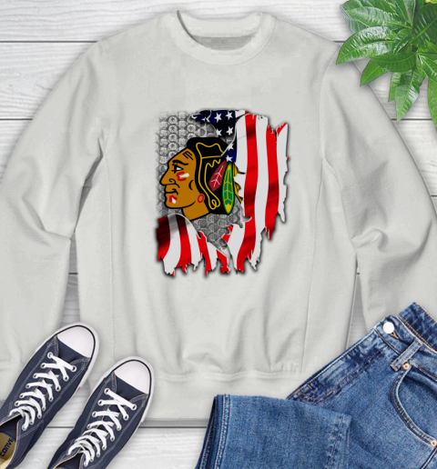 Chicago Blackhawks NHL Hockey American Flag Sweatshirt 5