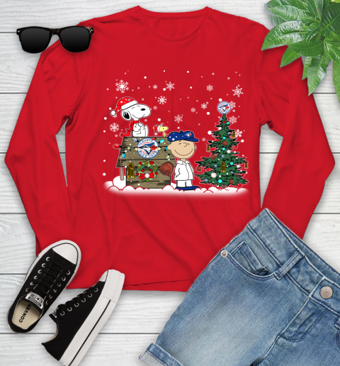 MLB Toronto Blue Jays Snoopy Charlie Brown Christmas Baseball Commissioner's Trophy Youth Long Sleeve 11