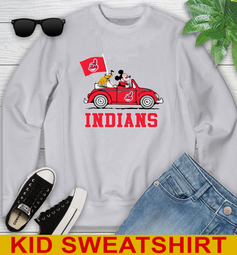 MLB Baseball Cleveland Indians Pluto Mickey Driving Disney Shirt Youth Sweatshirt 4