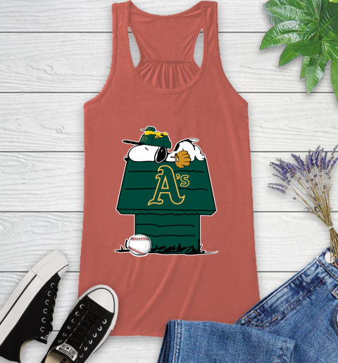 MLB Oakland Athletics Snoopy Woodstock The Peanuts Movie Baseball T Shirt Racerback Tank 4