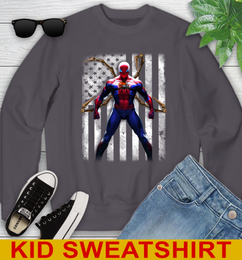 NFL Football Cleveland Browns Spider Man Avengers Marvel American Flag Shirt Youth Sweatshirt 5