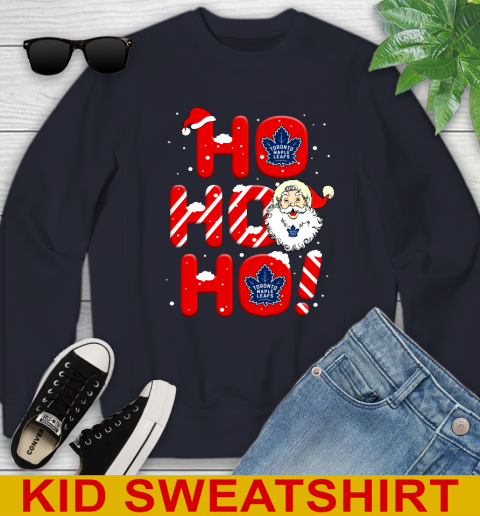 Toronto Maple Leafs NHL Hockey Ho Ho Ho Santa Claus Merry Christmas Shirt Youth Sweatshirt 2