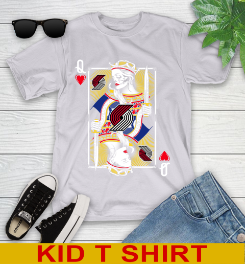 NBA Basketball Portland Trail Blazers The Queen Of Hearts Card Shirt Youth T-Shirt 4