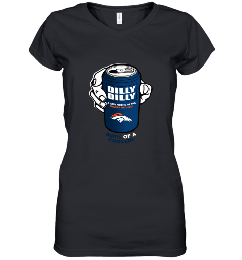 Bud Light Dilly Dilly! Denver Broncos Birds Of A Cooler Women's V-Neck T-Shirt