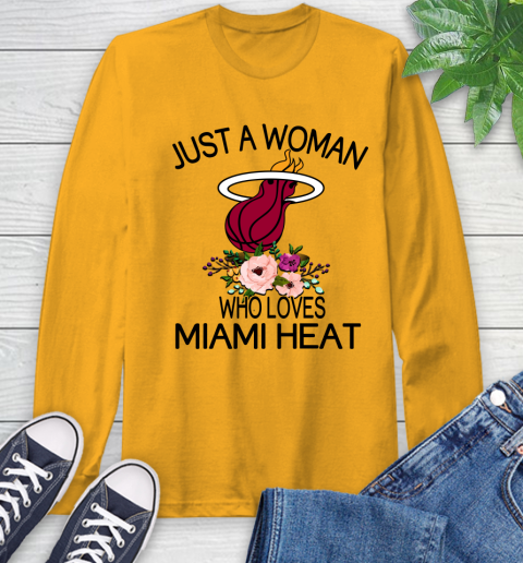NBA Just A Woman Who Loves Miami Heat Basketball Sports Long Sleeve T-Shirt 2