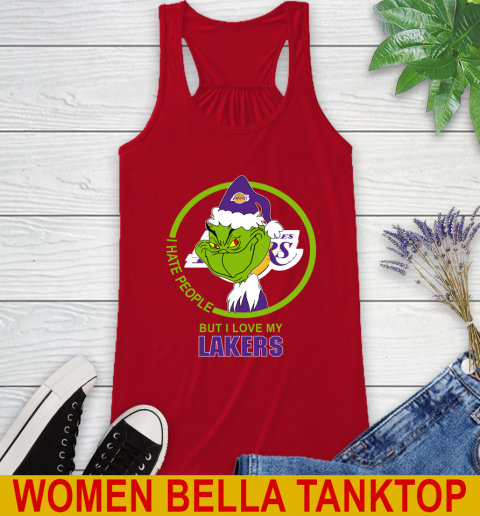 Los Angeles Lakers NBA Christmas Grinch I Hate People But I Love My Favorite Basketball Team Racerback Tank 6