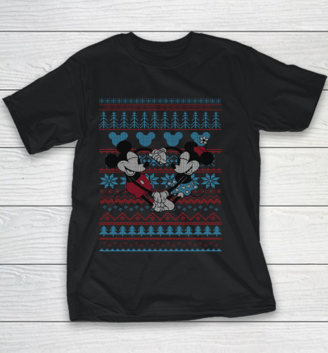 Disney Mickey And Minnie Mouse Christmas Ugly Sweater Style Youth T-Shirt