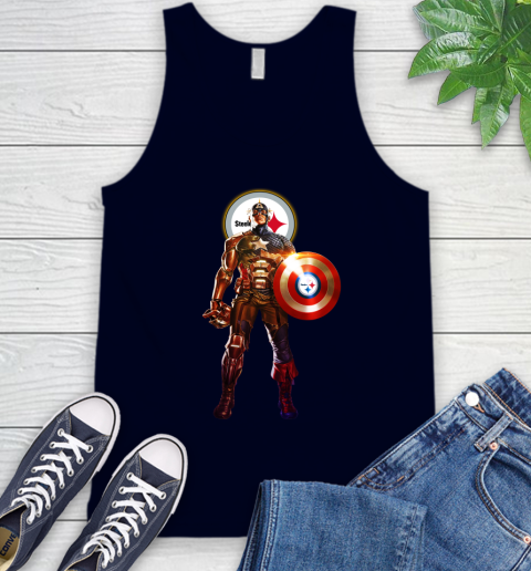 NFL Captain America Marvel Avengers Endgame Football Sports Pittsburgh Steelers Tank Top 3