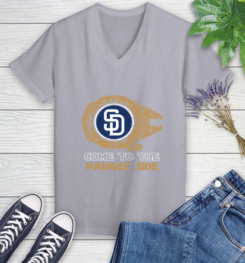 MLB Come To The San Diego Padres Side Star Wars Baseball Sports Women's V-Neck T-Shirt 4