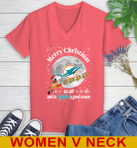 Miami Dolphins Merry Christmas To All And To Dolphins A Good Season NFL Football Sports Women's V-Neck T-Shirt 6