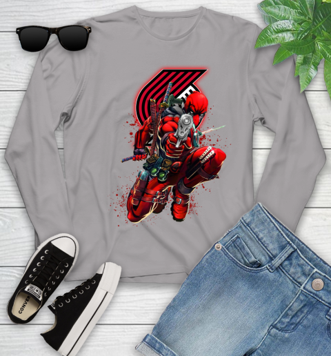 NBA Deadpool Marvel Comics Sports Basketball Portland Trail Blazers Youth Long Sleeve 5