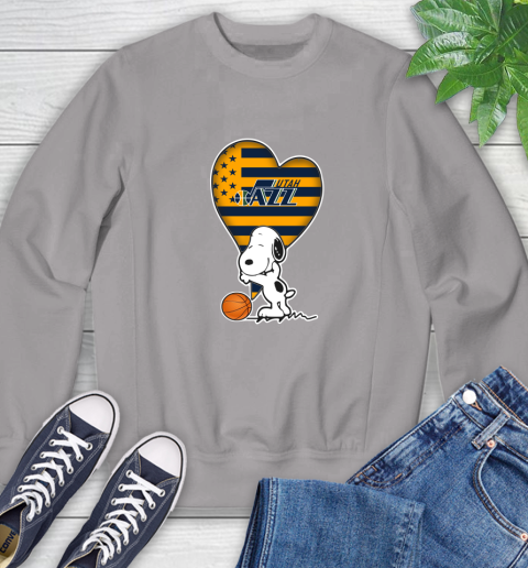 Utah Jazz NBA Basketball The Peanuts Movie Adorable Snoopy Sweatshirt 5