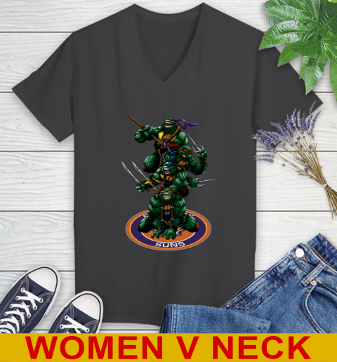 NBA Basketball Phoenix Suns Teenage Mutant Ninja Turtles Shirt Women's V-Neck T-Shirt 9