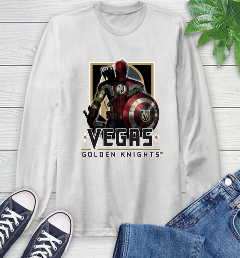 NHL Captain America Thor Spider Man Hawkeye Avengers Endgame Hockey Vegas Golden Knights Long Sleeve T-Shirt