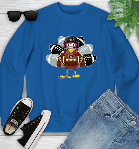 Oakland Raiders Turkey Thanksgiving Day Youth Sweatshirt 8