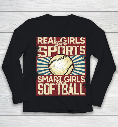 Real girls love sports smart girls love softball Youth Long Sleeve