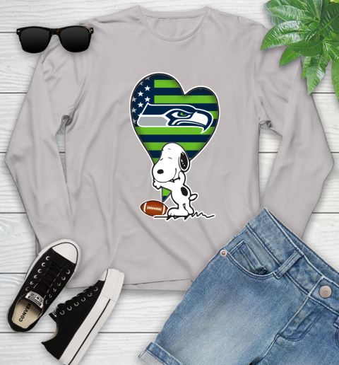 Seattle Seahawks NFL Football The Peanuts Movie Adorable Snoopy Youth Long Sleeve 12