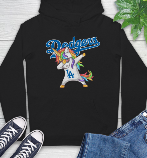 Los Angeles Dodgers MLB Baseball Funny Unicorn Dabbing Sports Hoodie 2