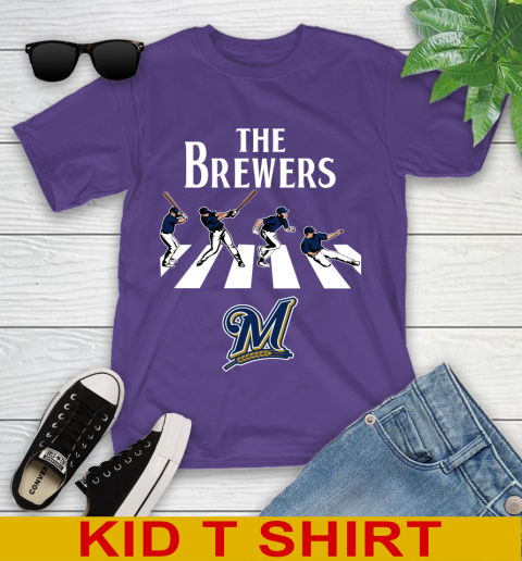 MLB Baseball Milwaukee Brewers The Beatles Rock Band Shirt Youth T-Shirt 3