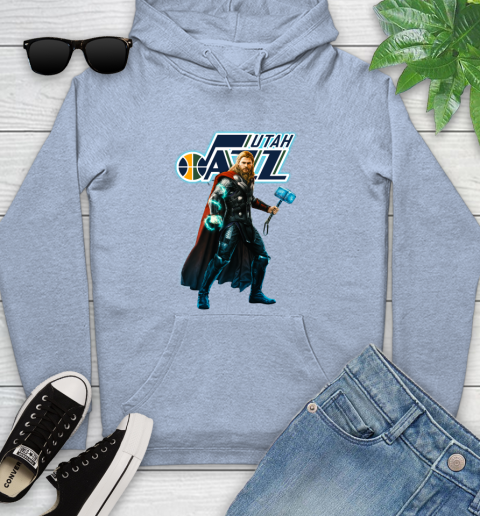 NBA Thor Avengers Endgame Basketball Utah Jazz Youth Hoodie 10