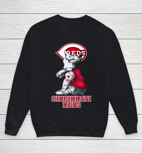 MLB Baseball My Cat Loves Cincinnati Reds Youth Sweatshirt