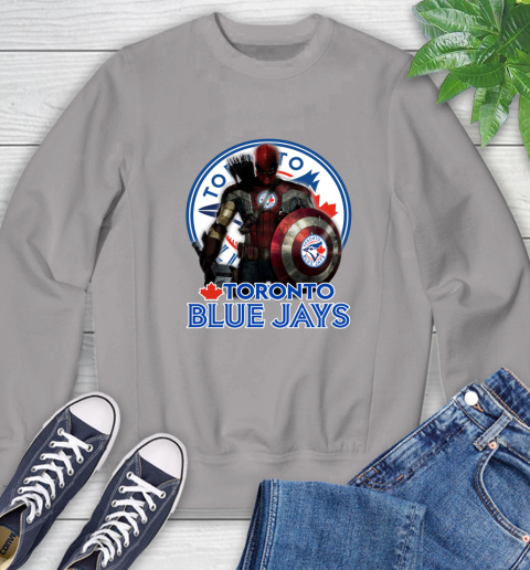 MLB Captain America Thor Spider Man Hawkeye Avengers Endgame Baseball Toronto Blue Jays Sweatshirt 5