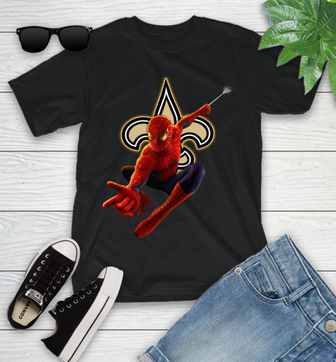 NFL Spider Man Avengers Endgame Football New Orleans Saints Youth T-Shirt 2