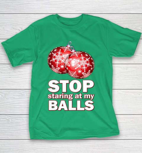 Stop Staring at my Balls Funny Christmas Holiday Pajama Youth T-Shirt 3