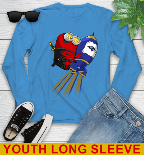 NFL Football Baltimore Ravens Deadpool Minion Marvel Shirt Youth Long Sleeve 8