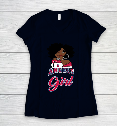 Los Angeles Angelss Girl MLB Women's V-Neck T-Shirt 3
