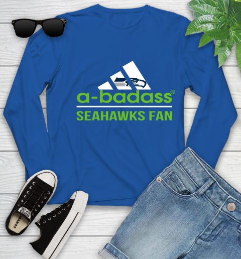 NFL A Badass Seattle Seahawks Fan Adidas Football Sports Youth Long Sleeve 10