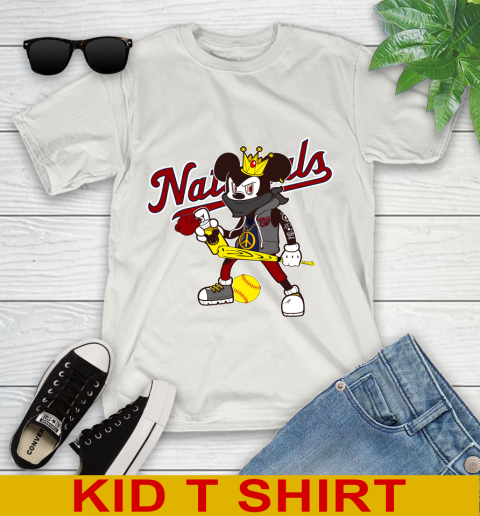 Washington Nationals MLB Baseball Mickey Peace Sign Sports Youth T-Shirt 12